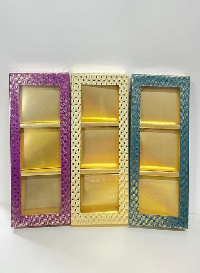 Intactmedia Intact Media Decorative Gift Box - 3 Cavity Kappa Board Hamper Boxes with Clear Window for Dry Fruits, Sweets & Chocolates - Multi-Color -Set of 5 - Image 2